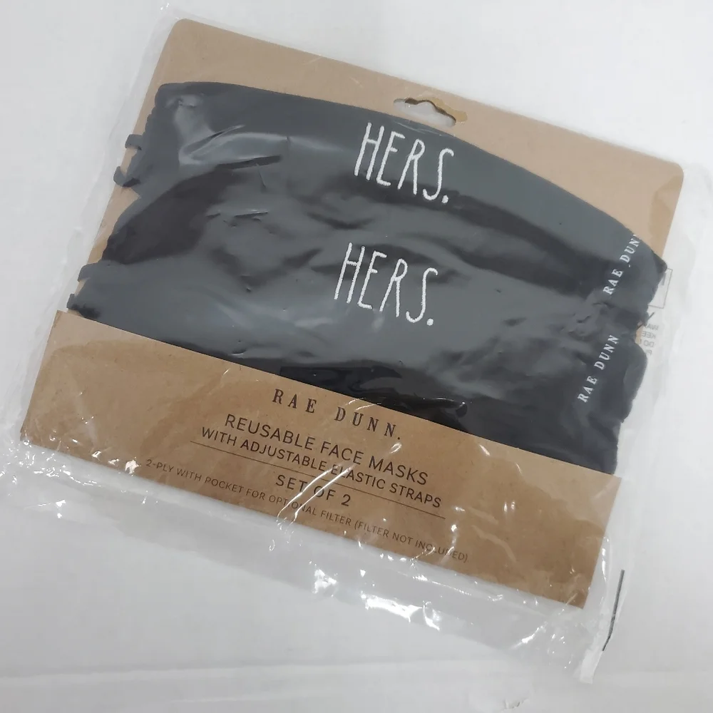 Rae Dunn HERS Reusable Face Mask Set of 2